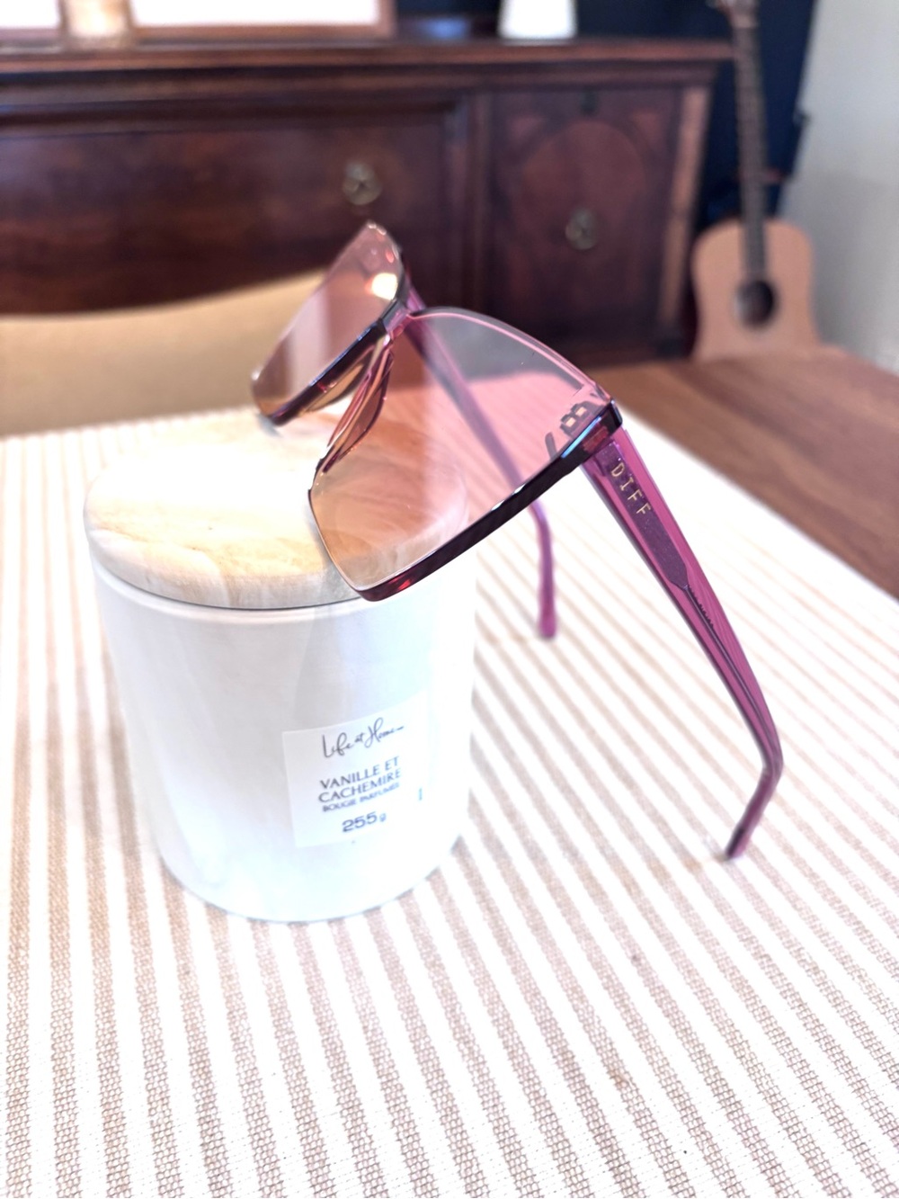 DIFF Eyewear-Goldie Apricot Crystal Sunglasses with Peach Mirror Lenses